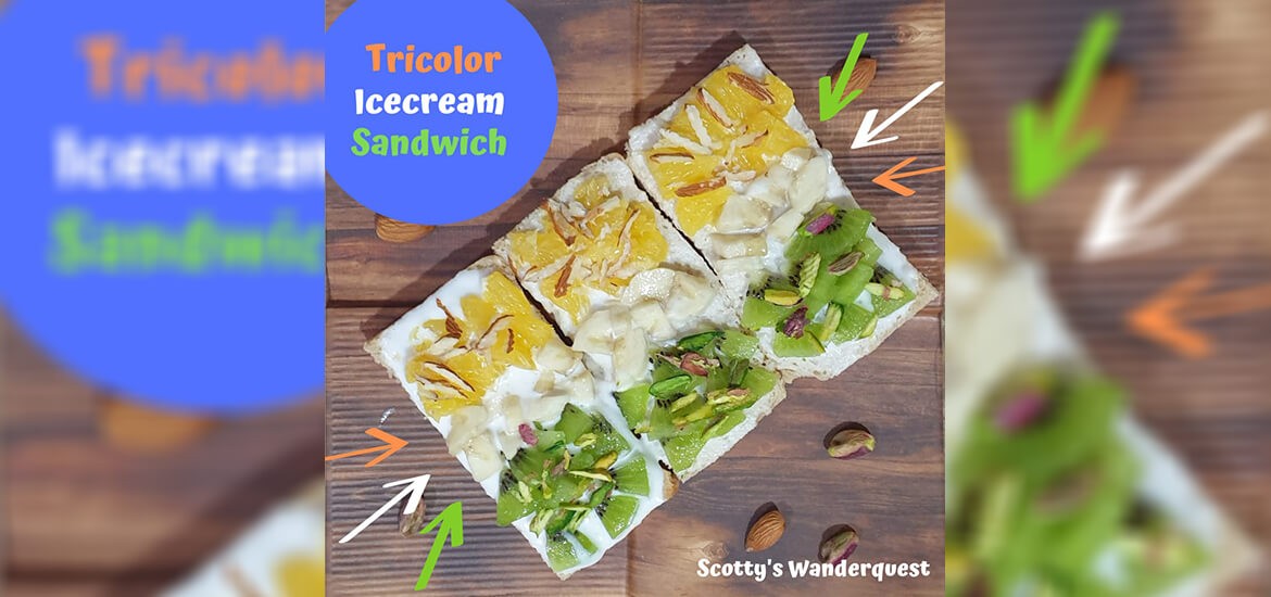 Tricolor Icecream Fruit Sandwich